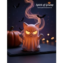 KMA Tekstil Halloween Hayalet Kedi Dekoru – Işıklı Tealight (Işık Dahil)