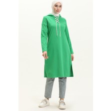Bağcıklı Sweatshirt 3030-08 Yeşil