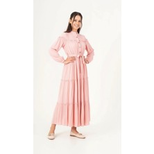 Pantulux Kız Çocuk Uzun Maksi Tesettür Elbise-Astarlı-Rahat Dökümlü ve Bol KESIM-ELB-2049-4979
