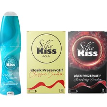 Silky Kiss 3’lü Set 5 – Natural Kayganlaştırıcı Jel,  Gold Prezervatif ve Silky Kiss Çilek Prezervatif