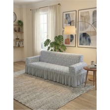 KUTLALE Jakarli Osmanlı Desen 3 Kişilik Koltuk, Kanepe, Çekyat Örtüsü, Etekli, Streç, Esnek, Lastikli, Koltuk Kılıfı