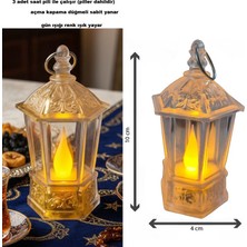 Pandoli Ramazan Temalı Şeffaf Kandil Şeklinde LED Gün Işığı Renkli Plastik Pilli Mum 10 cm 1 Adet