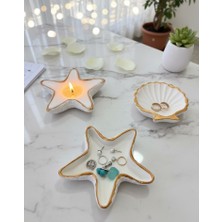 Vesta Concept Deniz Temalı 3’lü Dekoratif Set: Istiridye & Deniz Yıldızı Takı Standı ve Kokulu Mum