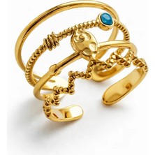 Venüs Design Çelik Turkuaz Taşlı Yüzük (Ayarlanabilirdir)