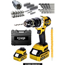 Power Black Darbeli Fırçasız Motor Çift Akülü Vidalama Çelik Şanzıman Ultra Güçlü Şarjlı Matkap.