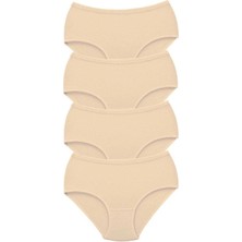 Çamaşır Kenti 4 Adet Tutku Kadın Yüksek Bel Bato Kalın Lastik Külot Ten