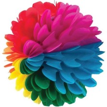 Pandoli 40 cm Rainbow Karışık Renk Pelur Kağıt Ponpon Çiçek Asma Süs 1 Adet Hawai Retro
