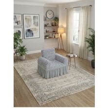 KUTLALE Jakarli Osmanlı Desen Tek Kişilik Koltuk, Kanepe, Çekyat Örtüsü, Etekli, Streç, Esnek, Lastikli, 1 Kişilik Koltuk Kılıfı