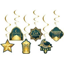 Pandoli Ramazan Temalı Karton Malzeme Eid Mubarak Yazılı Tavan Süsü 6 Parça