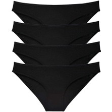Çamaşır Kenti 4 Adet Süper Eko Set Likralı Kadın Slip Külot Siyah