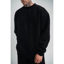 ModaSize Uzun Kol Bisiklet Yaka Basic Sweatshirt - Siyah
