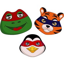 Pandoli Gösteri Için Hayvanlar Alemi Lastikli Çocuk Karton Gözlük Maskesi 3 Adet