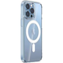 Apple iPhone 14 Pro Kılıf Magsafe Şarj Özellikli Şeffaf Sert Pc Stsr Embos Kapak-Renksiz