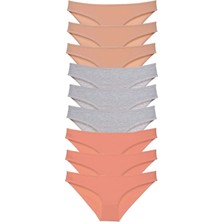 Çamaşır Kenti 9 Adet Süper Eko Set Likralı Kadın Slip Külot Ten Gri Pudra