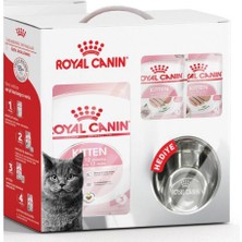 Royal Canin Kitten Yavru Kedi Maması 2 kg ve 6 Adet Yaş Mama + Mama Kabı Hediyeli