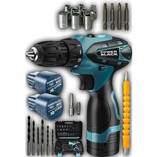 Power Black Extra Erğonomik Lüks Men Matkap 24 Parça Armut Pataryalı 12 V