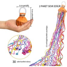 Pandoli Elde Fırlatmalı Karışık Renklerde Uzar Kağıtlı Konfeti El Konfetisi 2 Adet