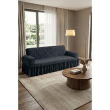 KUTLALE Jakarli Osmanlı Desen 3 Kişilik Koltuk, Kanepe, Çekyat Örtüsü, Etekli, Streç, Esnek, Lastikli, Koltuk Kılıfı