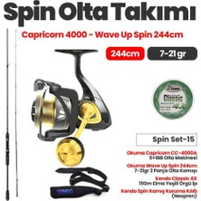 Okuma Capricorn CC-4000A Olta Makinesi - Okuma Wave Up Spin 244CM 7-21GR Olta Kamışı Spin Set -15
