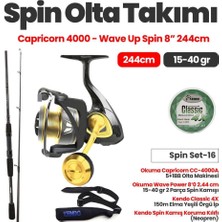 Okuma Capricorn CC-4000A Olta Makinesi - Okuma Wave Power 8’0 2.44 cm 15-40 gr Spin Kamışıspin Set -16