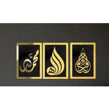 Evsay Allah Muhammed Figürlü Üçlü Pano Set Pleksi Duvar Süsü 20*30