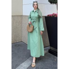 Tesettür Diyarı Kadın Trikoton Gömlek Elbise-Turkuaz