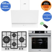 Ferre ve Afm Tech Marka Wave Turbolu Beyaz Dijital Ankastre Set (ED076-WFA WOK+FM7701+FM3401)