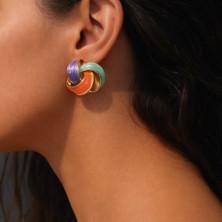 Deniz Accessories 3 Renkli Düğme Küpe