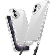 StilStoreTr iPhone 16 Plus Kılıf Airbagli Takılabilir Askı Aparatlı Stsr Snap Silikon Kapak-Şeffaf