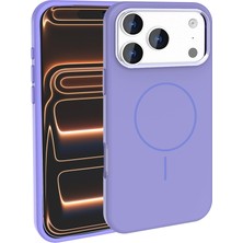 StilStoreTr iPhone 17 Pro Kılıf M-Safe Şarj Özellikli Metal Kamera Çerçeveli Stsr Edi Silikon Kapak - Lila