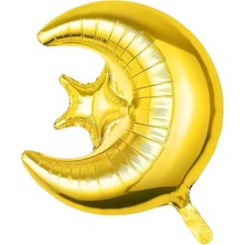 Pandoli Hilal Ay ve Yıldız Şekilli Ramazan Temalı Gold Renk 57X49 cm Folyo Balon 1 Adet