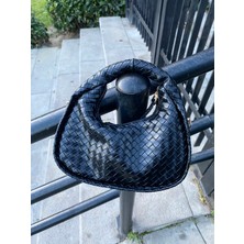 Kadın Mini Clutch Örgülü El ve Omuz Çantası