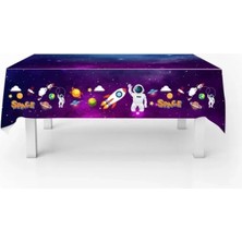 Partyy Bag Uzay Temalı Baskılı 120X180 Plastik Doğum Günü Parti Masa Örtüsü
