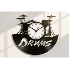 Craftverse Davul (Drums) Temalı Geri Dönüşüm El Emeği Plak Duvar Saati