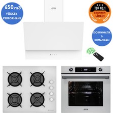 Eminçelik ve Afm Tech Markalı / Seo  Dijital Turbolu Beyaz  Ankastre Set (12 226 + FM7701 + FM3401)