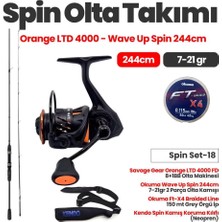 Savage Gear Orange Ltd 4000 Fd Olta Makinesi - Okuma Wave Up Spin 244CM 7-21GR Olta Kamışı Spin Set -18