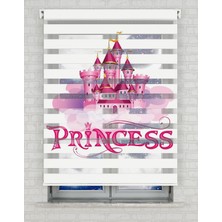 BRIGHTCOVER Prensesin Şatosu Baskılı Zebra Perde - Gece Gündüz - Kız Çocuk Odası Perdesi | Kokusuz Mürekkeple Basılmış  Zebra Perdeler ile Sende Tarzını Yansıt! | 1 Dakikada Pratik Montaj