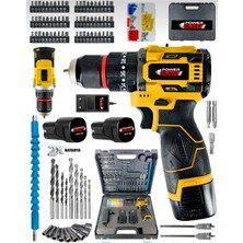 Power Black 100 Parçalı Hediyeli Profesyonel Çelik Mandrel 2 Bataryalı 1 Şarj Cihazlı