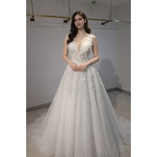 Zöhra Avcı Gelinlik Ve Moda Diana Fransız Dantel Çicek Desenli Helen Gelinlik