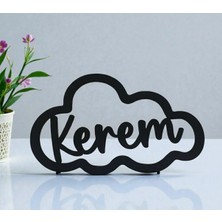 Pelince Kişiye Özel Isimli Bulut Makrome Kasnağı - Bebek ve Çocuk Odası Kapı Süsü Isimliği - Dekoratif Duvar Süsü Makrome Malzemesi - Hastane Odası Kapı Isimliği Kasnak (33X20 Cm)