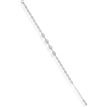 El Yapımı 925 Ayar Gümüş Taşlı Bileklik-Marquise ve Yuvarlak Taşlı Tasarım