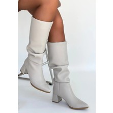 Trivogue Pitay Bej Cilt Topuklu Çizme