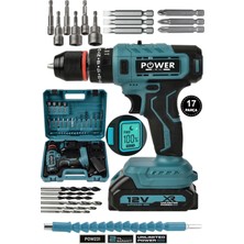 Power Black 17 Parça Dijital Göstegeli 2 Bataryalı 1 Şarj Cihazlı Matkap