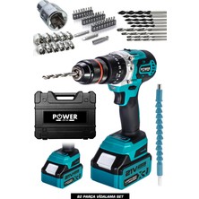 Power Black Darbeli Fırçasız Motor Çift Akülü Vidalama Çelik Şanzıman Ultra Güçlü Şarjlı Matkap.