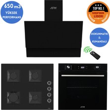 Ferre ve Afm Tech Markalı/ Napolia Turbolu Siyah Dijital Ankastre Set (SS205 + FM7700 + FM3400)