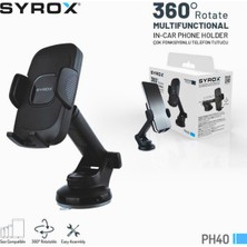 Syrox PH40 Vantuzlu Araçiçi Telefon Tutucu 360 Derece Dönebilen