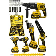 Power Black Pro 21V Akülü 5'li Set Kırıcı Delici Hilti Taşlama Somun Sıkma Akülü Vidalama Budama Taşlama