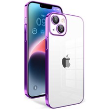 StilStoreTr iPhone 14 Plus Uyumlu Kamera Korumalı Renkli Çerçeveli Stsr Garaj Kapak-Lila