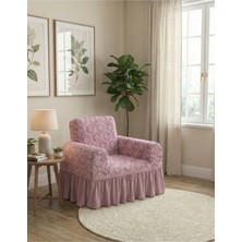 KUTLALE Jakarli Osmanlı Desen Tek Kişilik Koltuk, Kanepe, Çekyat Örtüsü, Etekli, Streç, Esnek, Lastikli, 1 Kişilik Koltuk Kılıfı