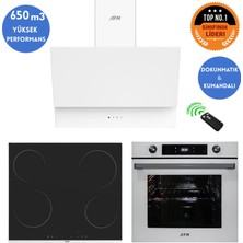 Ferre ve Afm Tech Markalı  Rota Elektrikli Vitro. Turbo Beyaz Ankastre Set (MS261 + FM3401 +FM7701)